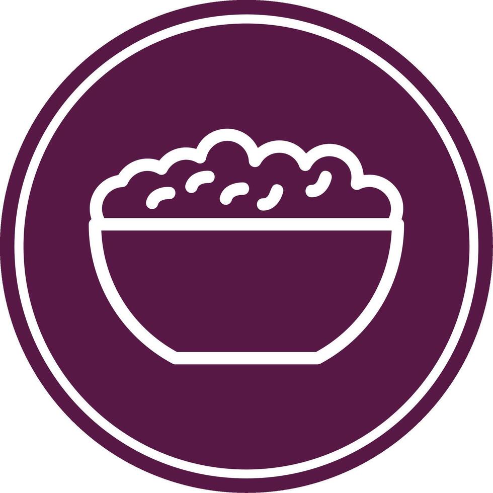 Rice Bowl Line Circle Icon vector