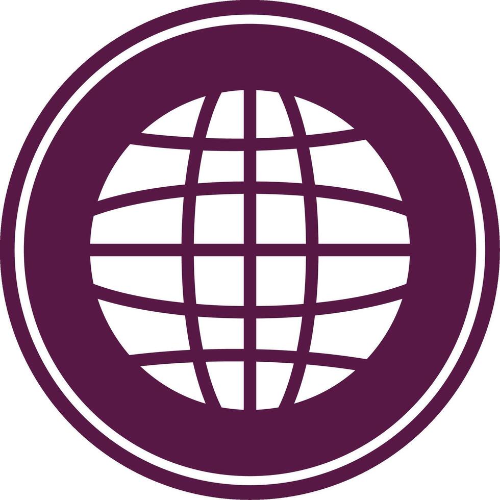 Earth Grid Glyph Circle Icon vector