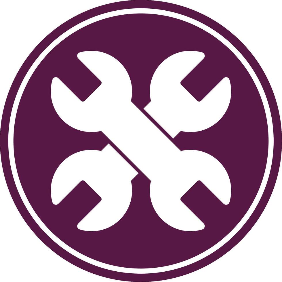 Wrench Glyph Circle Icon vector