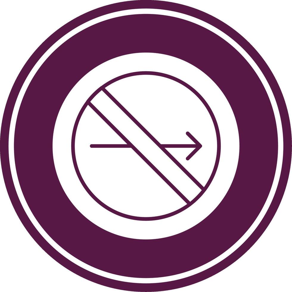 No Turn Right Glyph Circle Icon vector