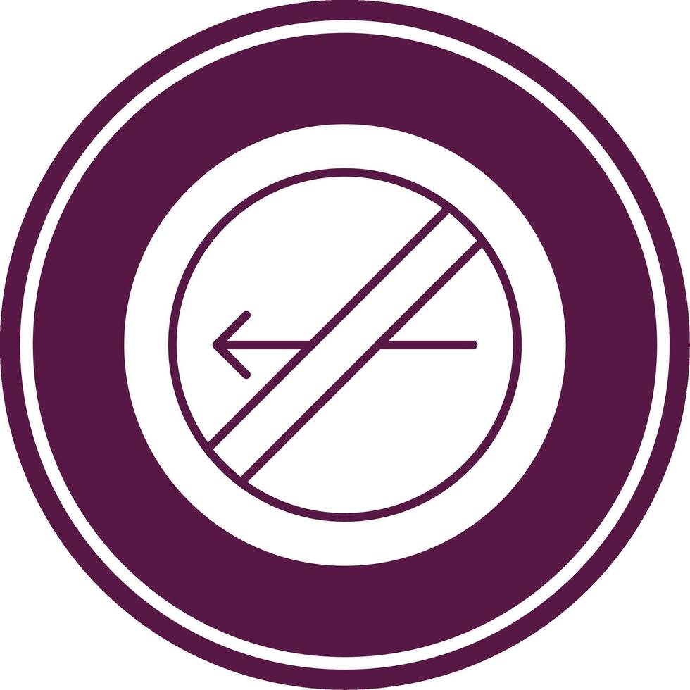 No Turn Left Glyph Circle Icon vector