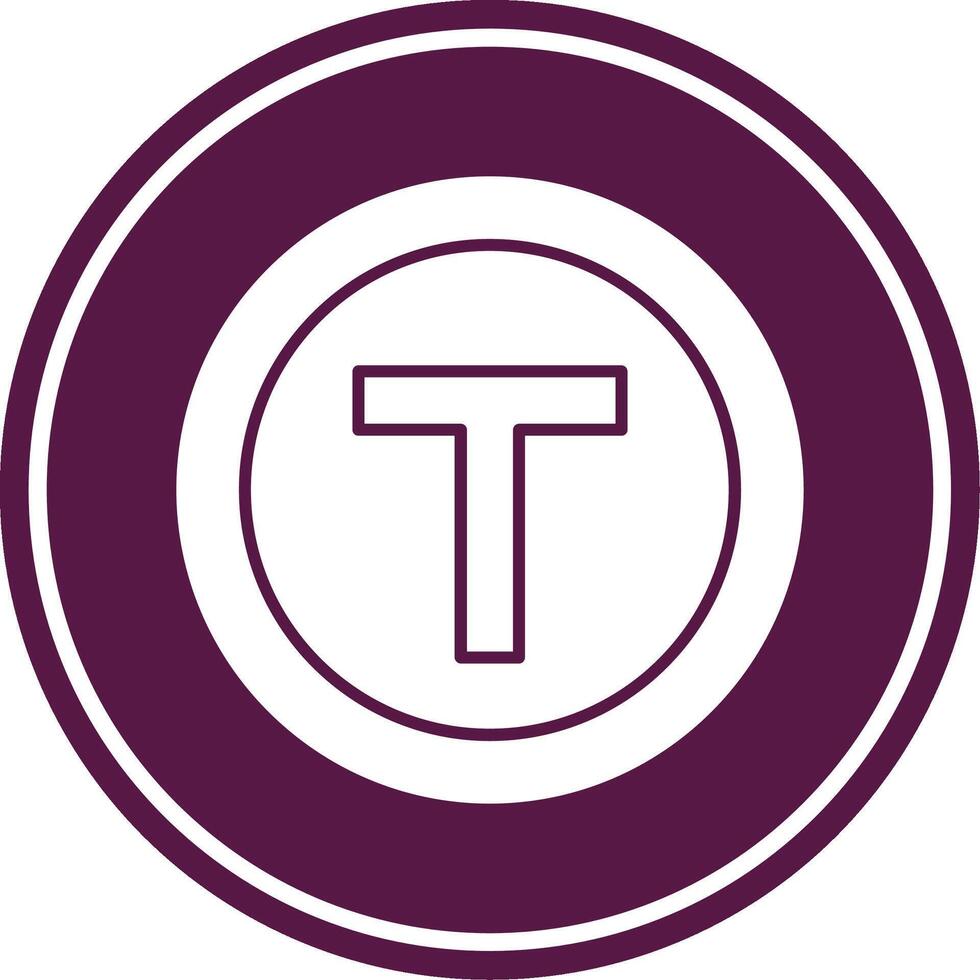 T Junction Glyph Circle Icon vector