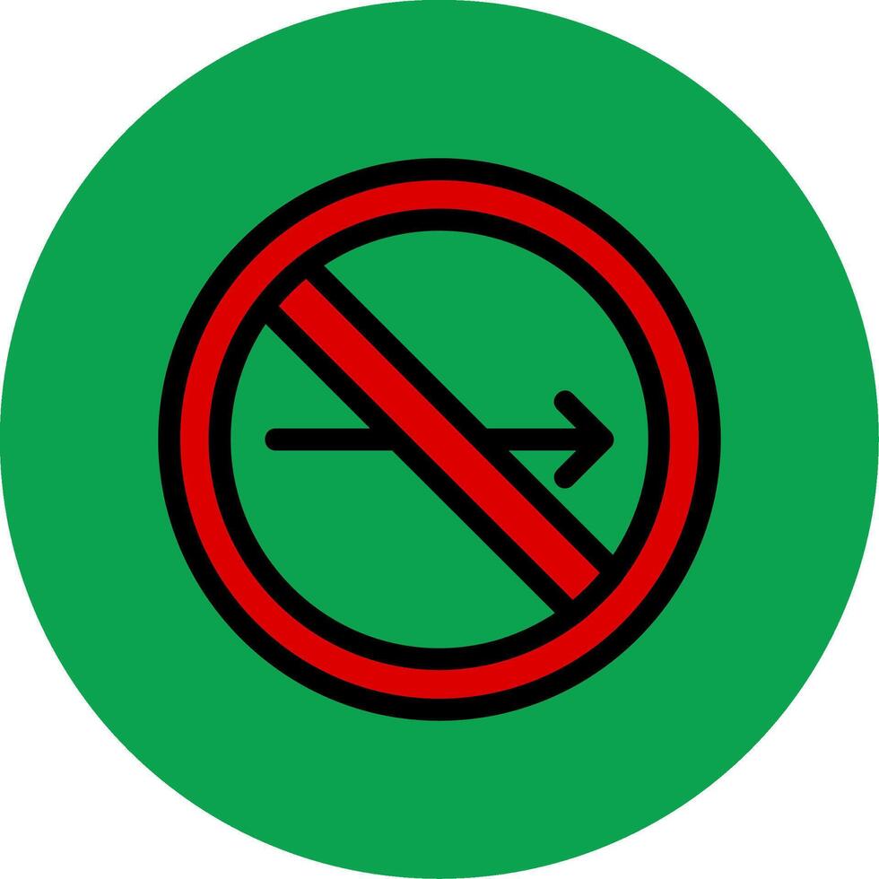 No Turn Right Colorful Icon vector