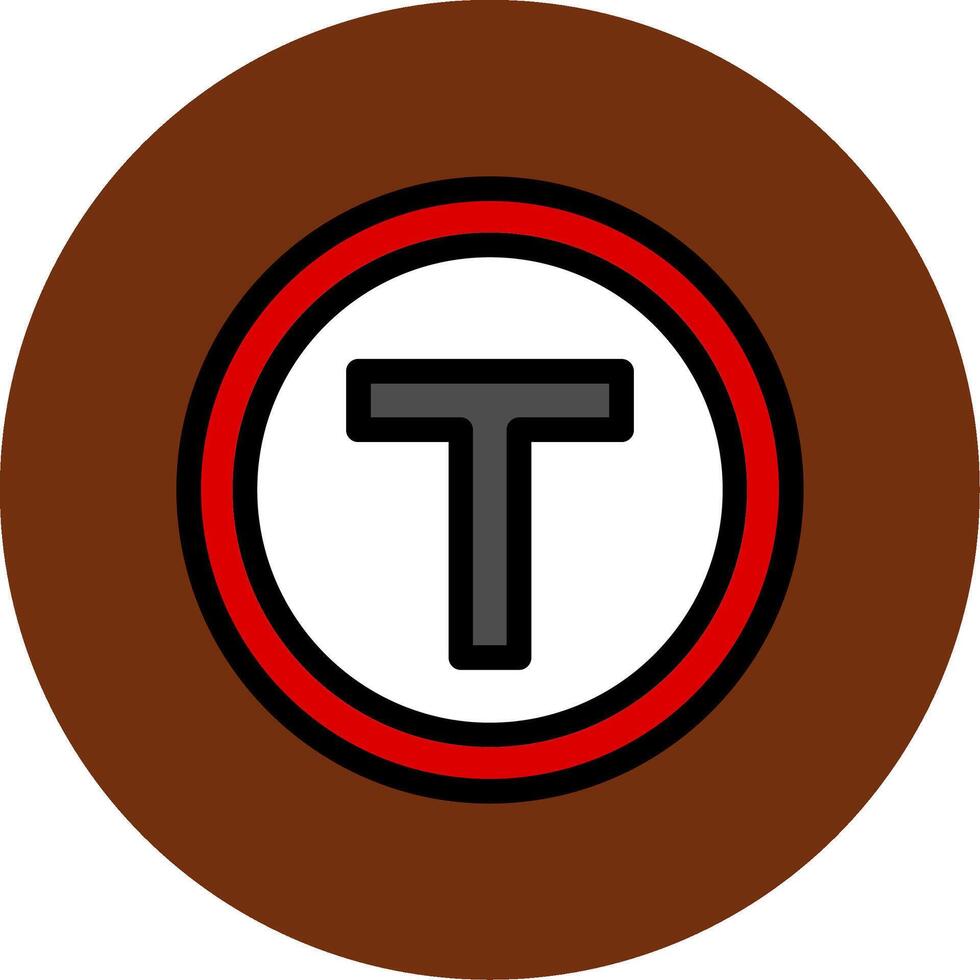 T Junction Colorful Icon vector