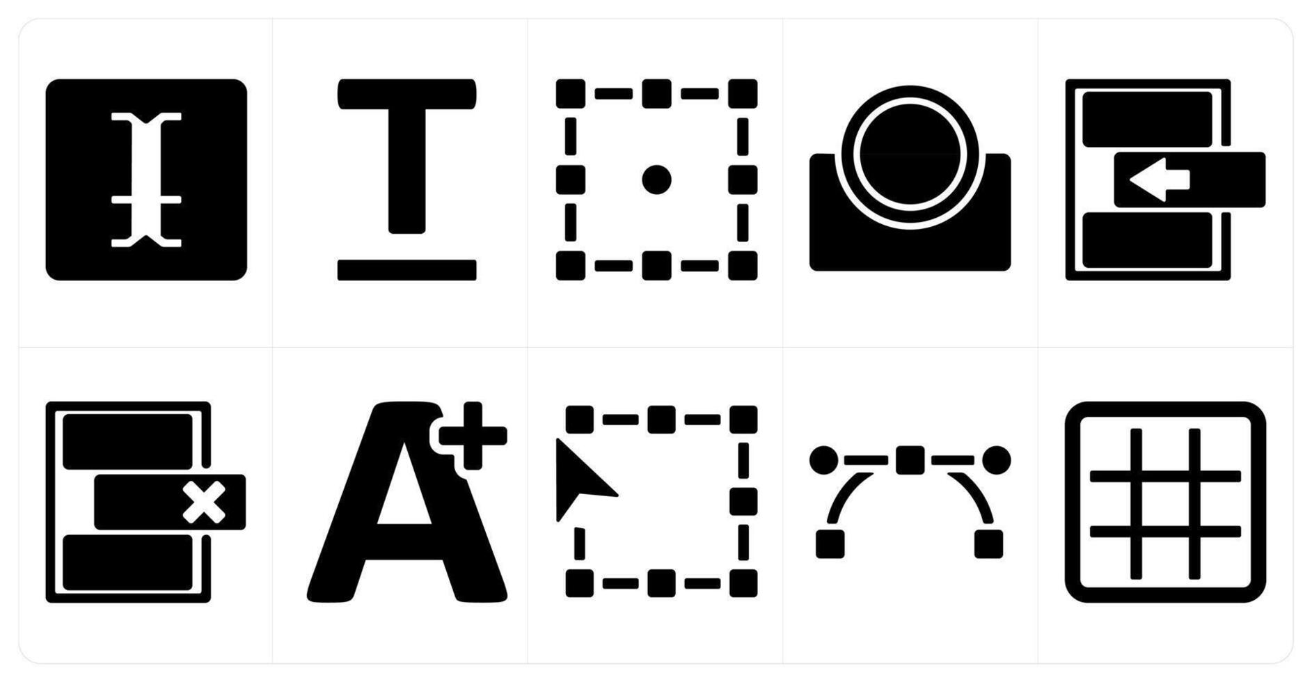 A set of 10 editing tools icons as paragraph, text, transform vector
