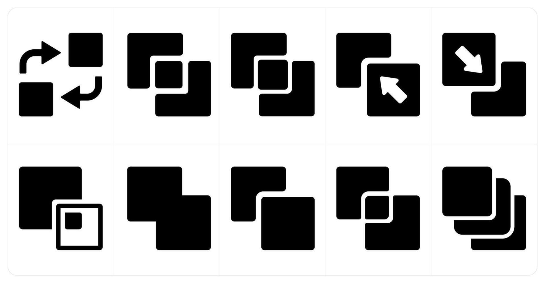 A set of 10 editing tools icons as exchange, merge, intersection vector