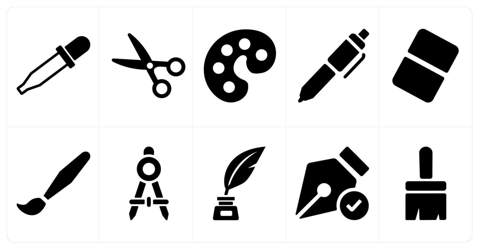 A set of 10 editing tools icons as color picker, scissors, theme vector