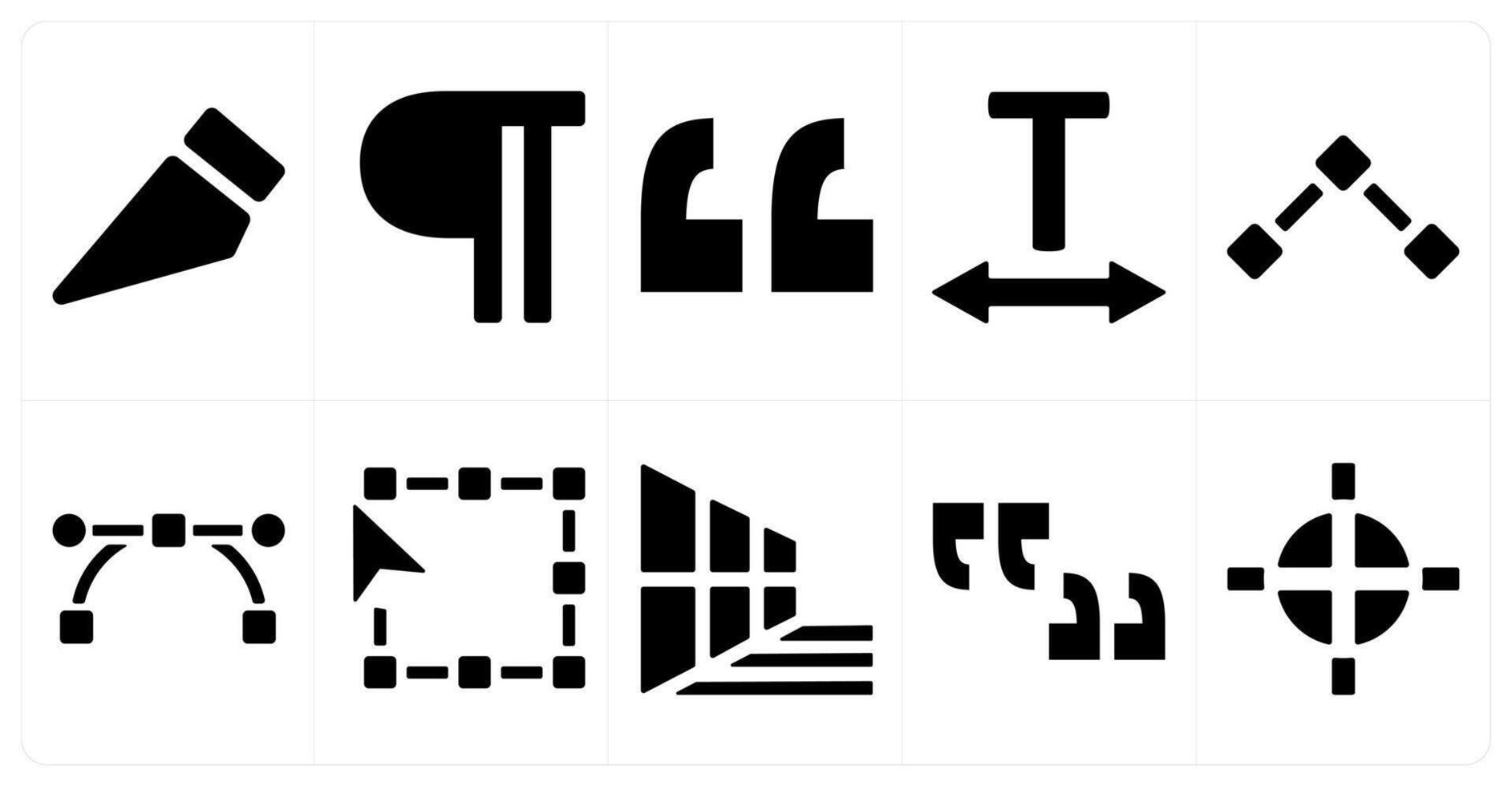 A set of 10 editing tools icons as slice, paragraph, quotes vector