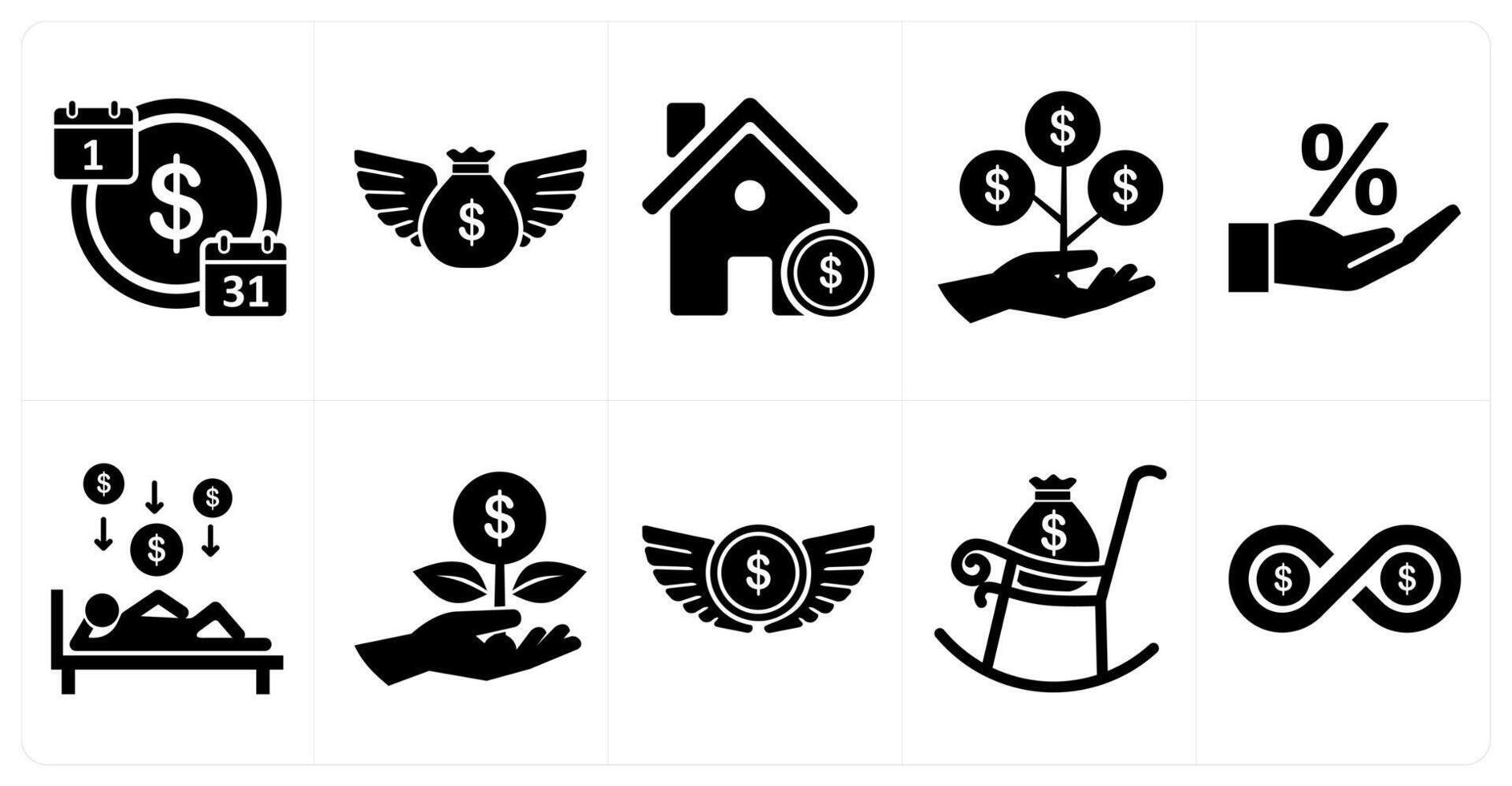 A set of 10 insurance icons as loan time, loan, home loan vector
