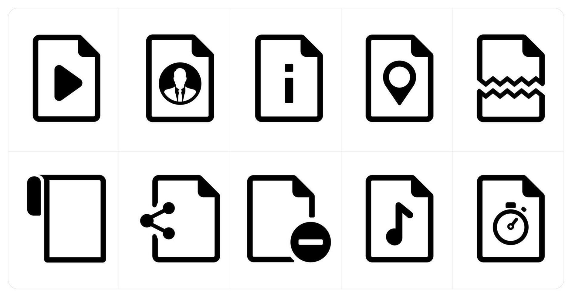 A set of 10 File icons as document, paper, horizontal document vector