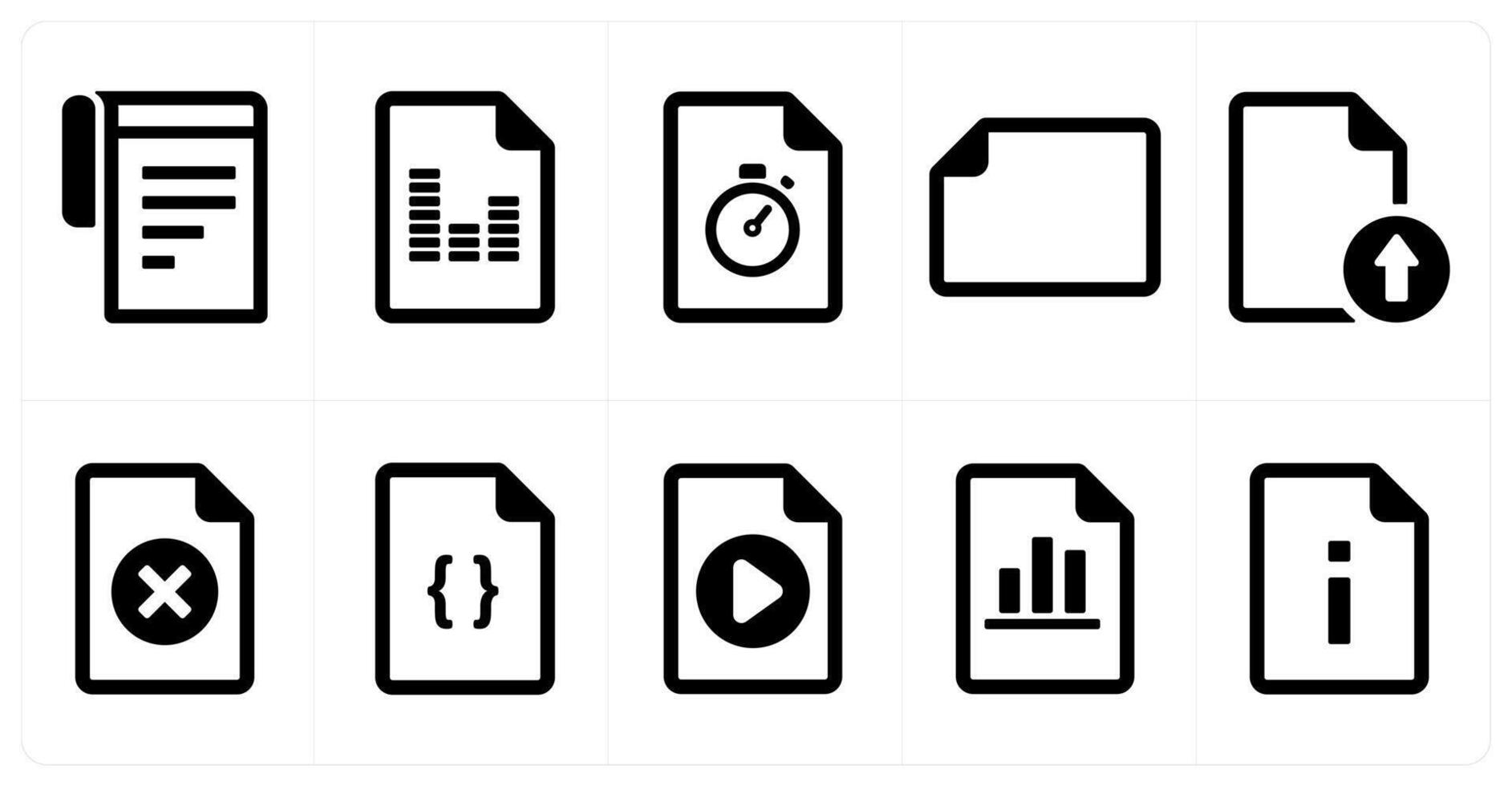 A set of 10 File icons as document, paper, horizontal document vector