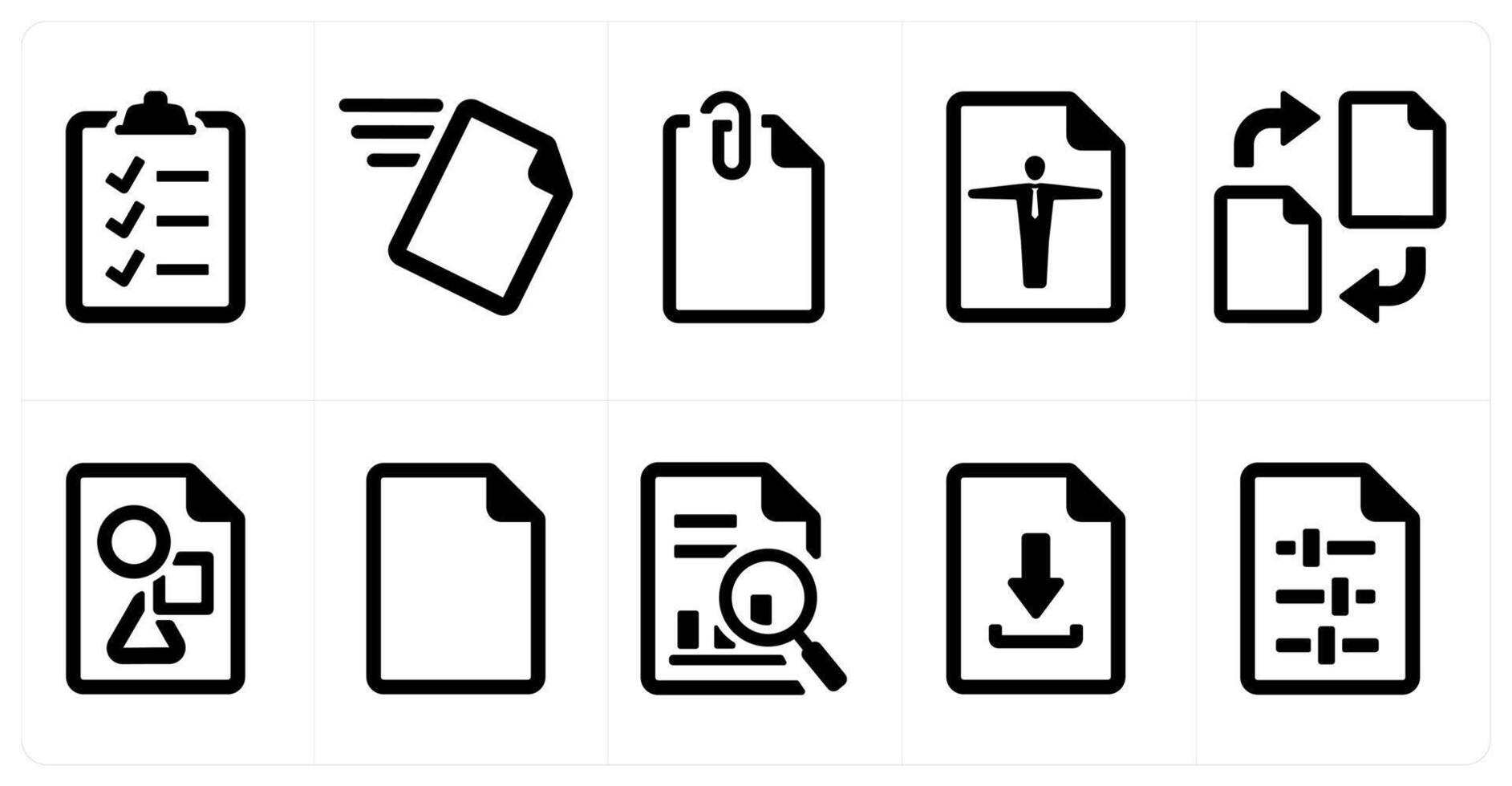 A set of 10 File icons as document, paper, horizontal document vector