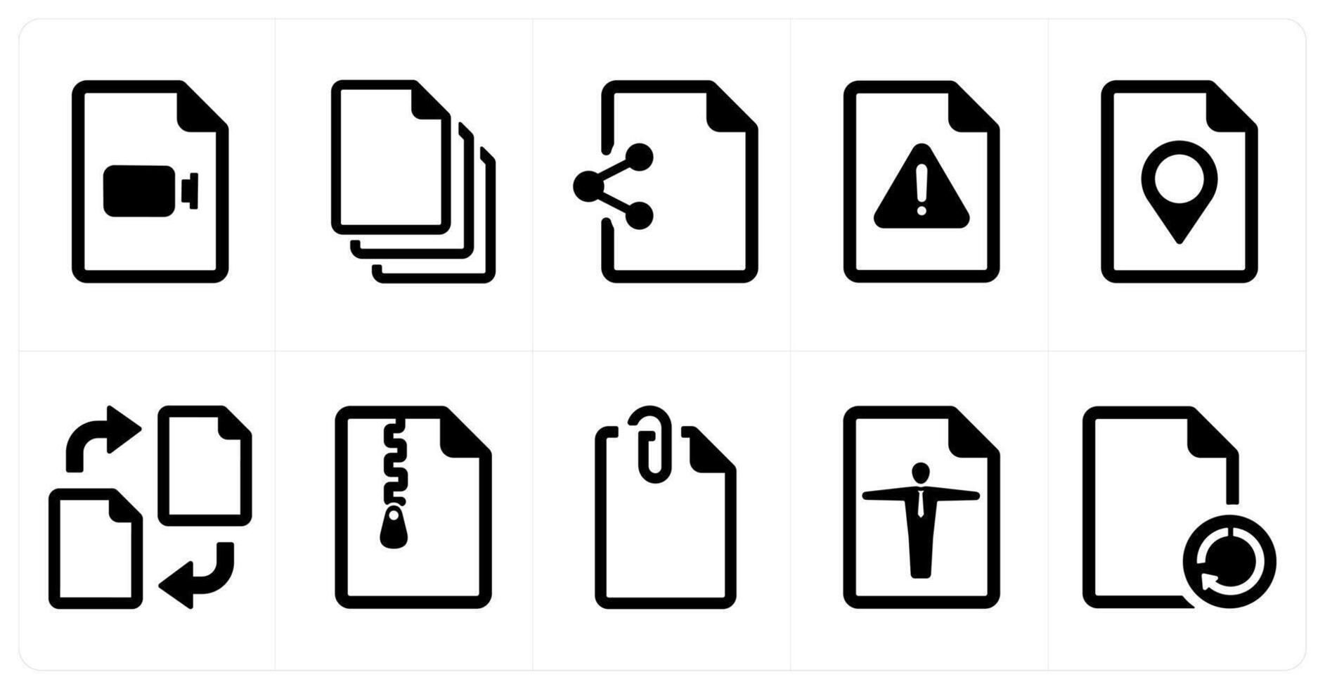 A set of 10 File icons as document, paper, horizontal document vector