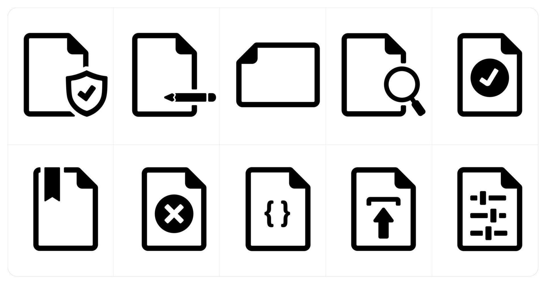 A set of 10 File icons as document, paper, horizontal document vector