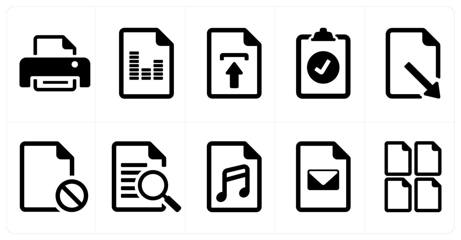 A set of 10 File icons as document, paper, horizontal document vector