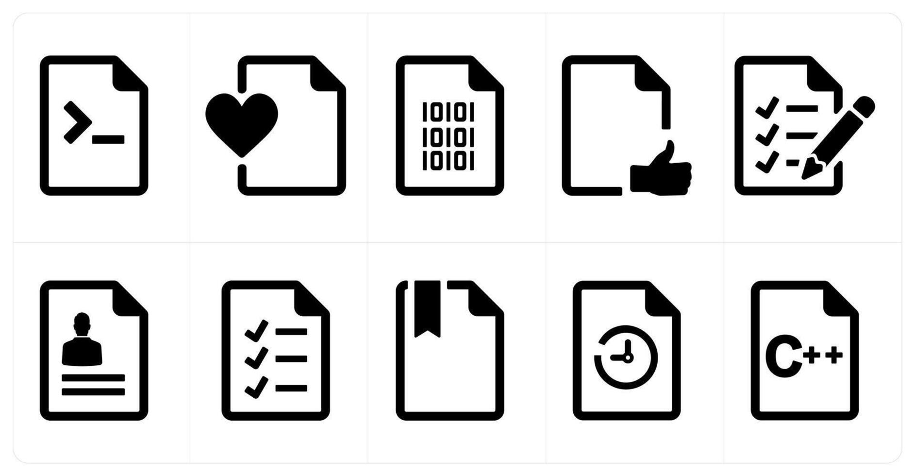 A set of 10 File icons as document, paper, horizontal document vector