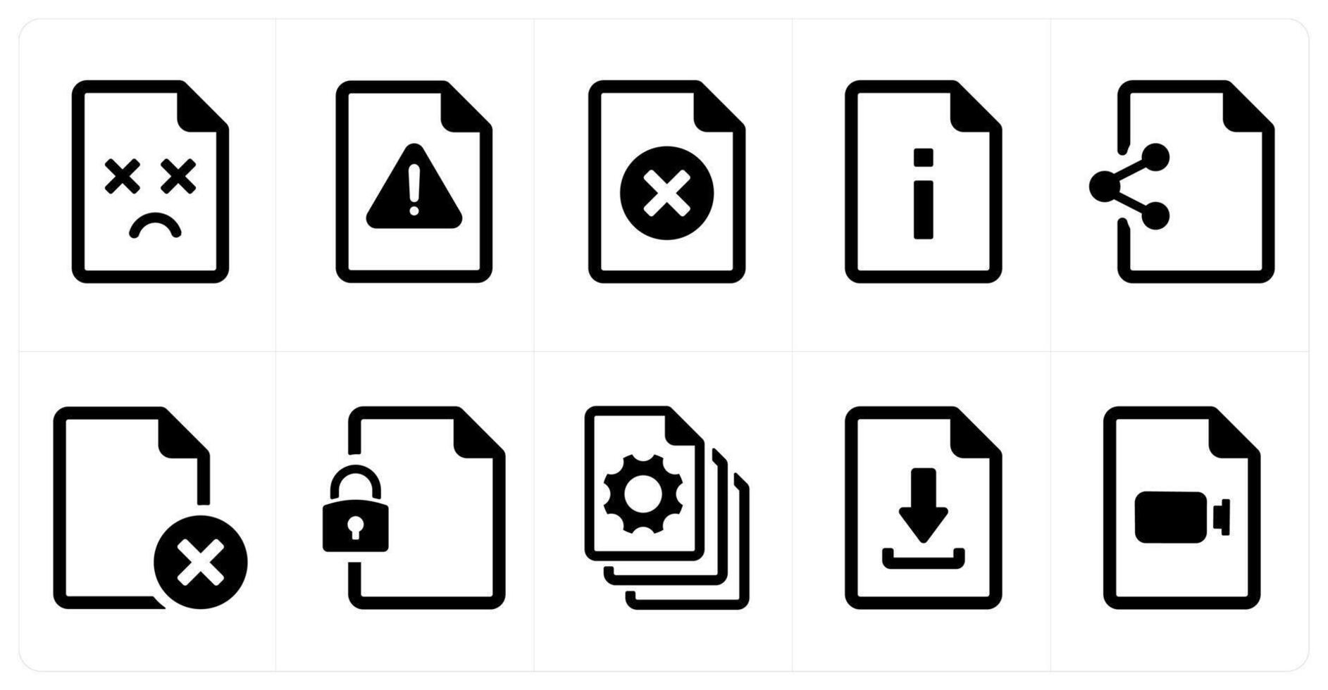 A set of 10 File icons as document, paper, horizontal document vector