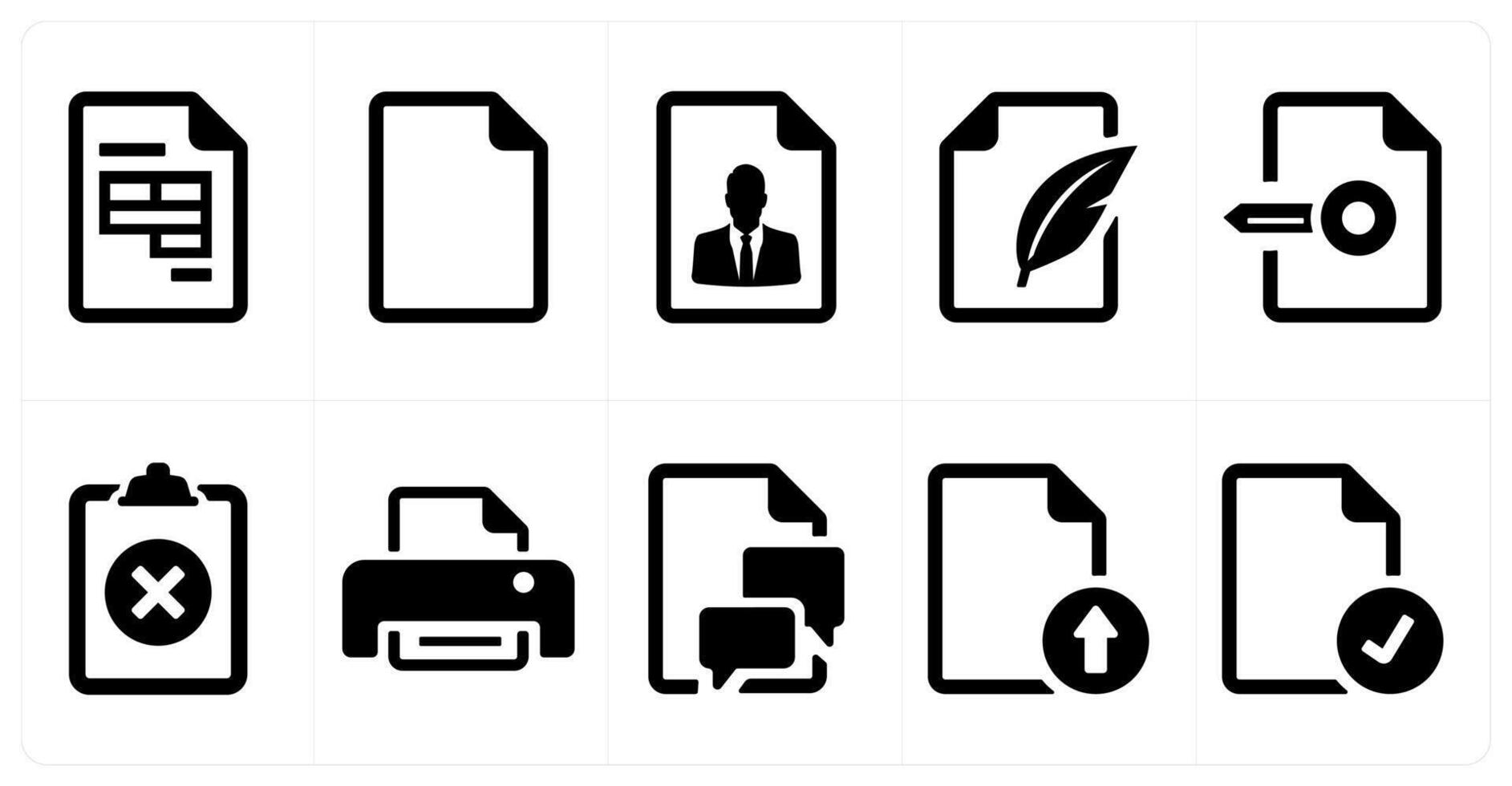 A set of 10 File icons as document, paper, horizontal document vector