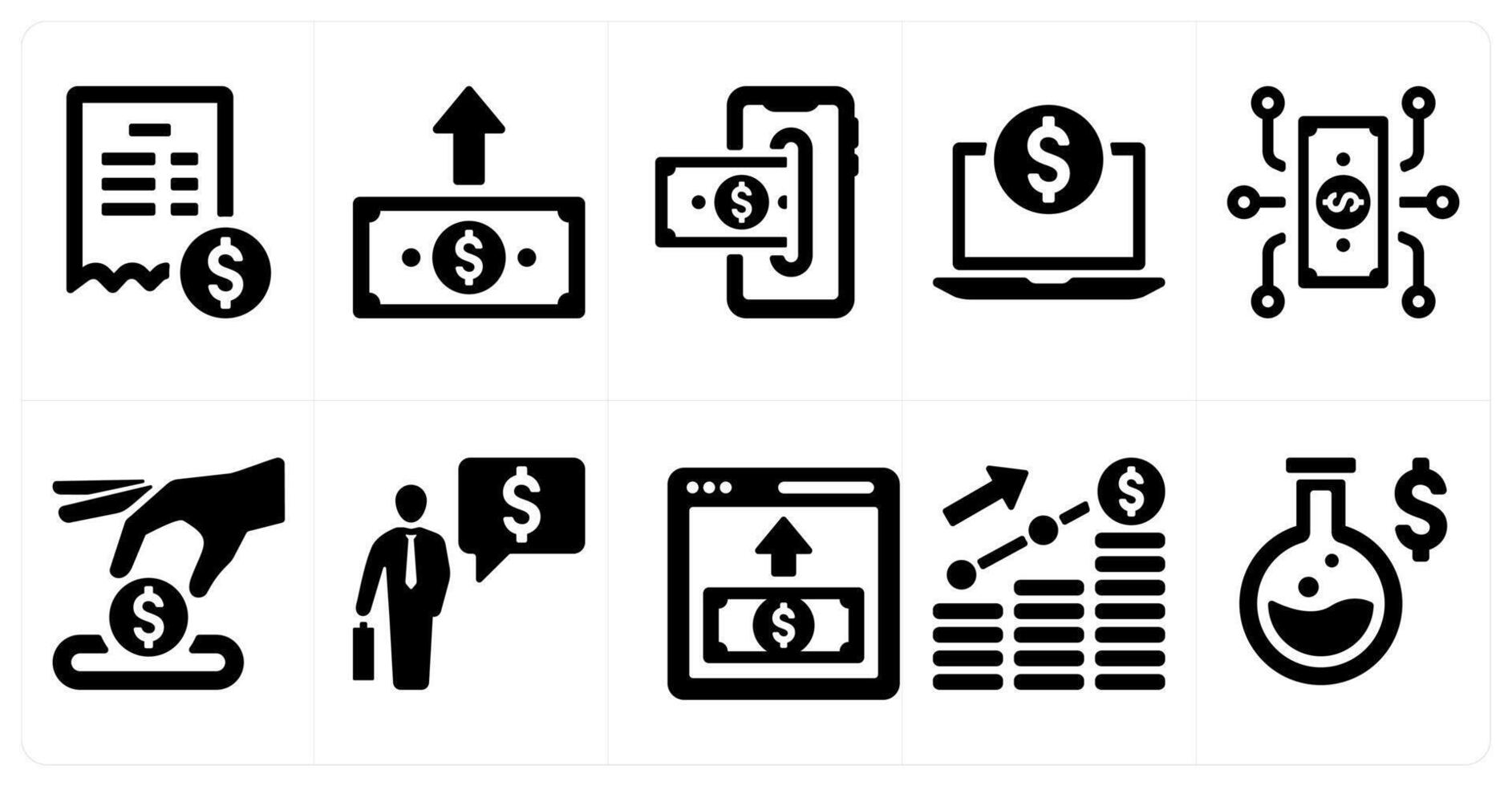 A set of 10 finance and money icons as bill, send money, insert money vector