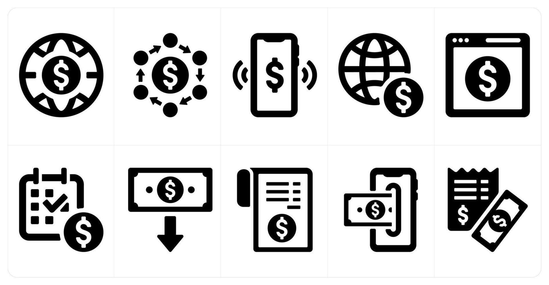 A set of 10 finance and money icons as world bank, money flow, money transfer vector