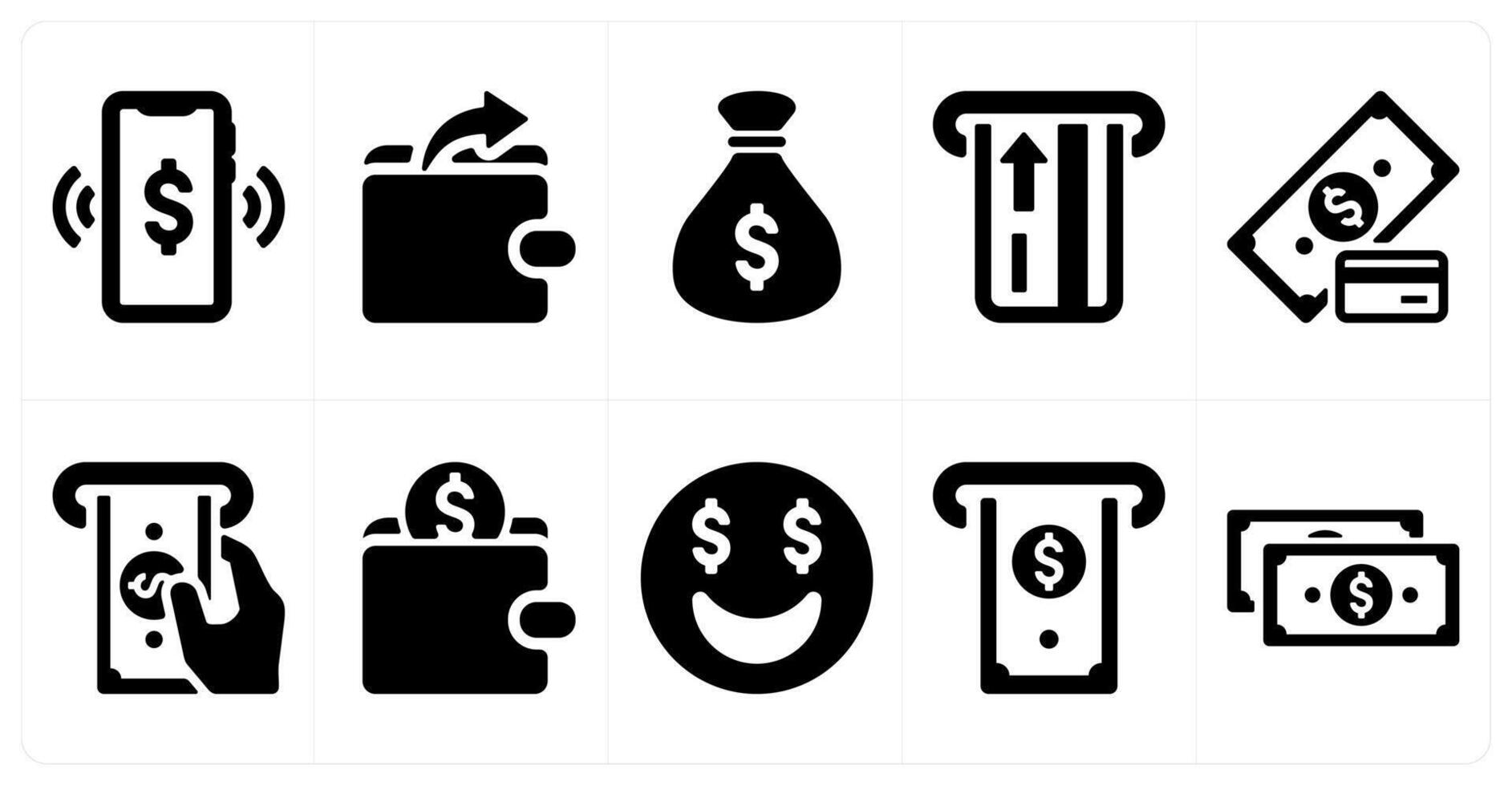 A set of 10 finance and money icons as money transfer, expenses, funds vector