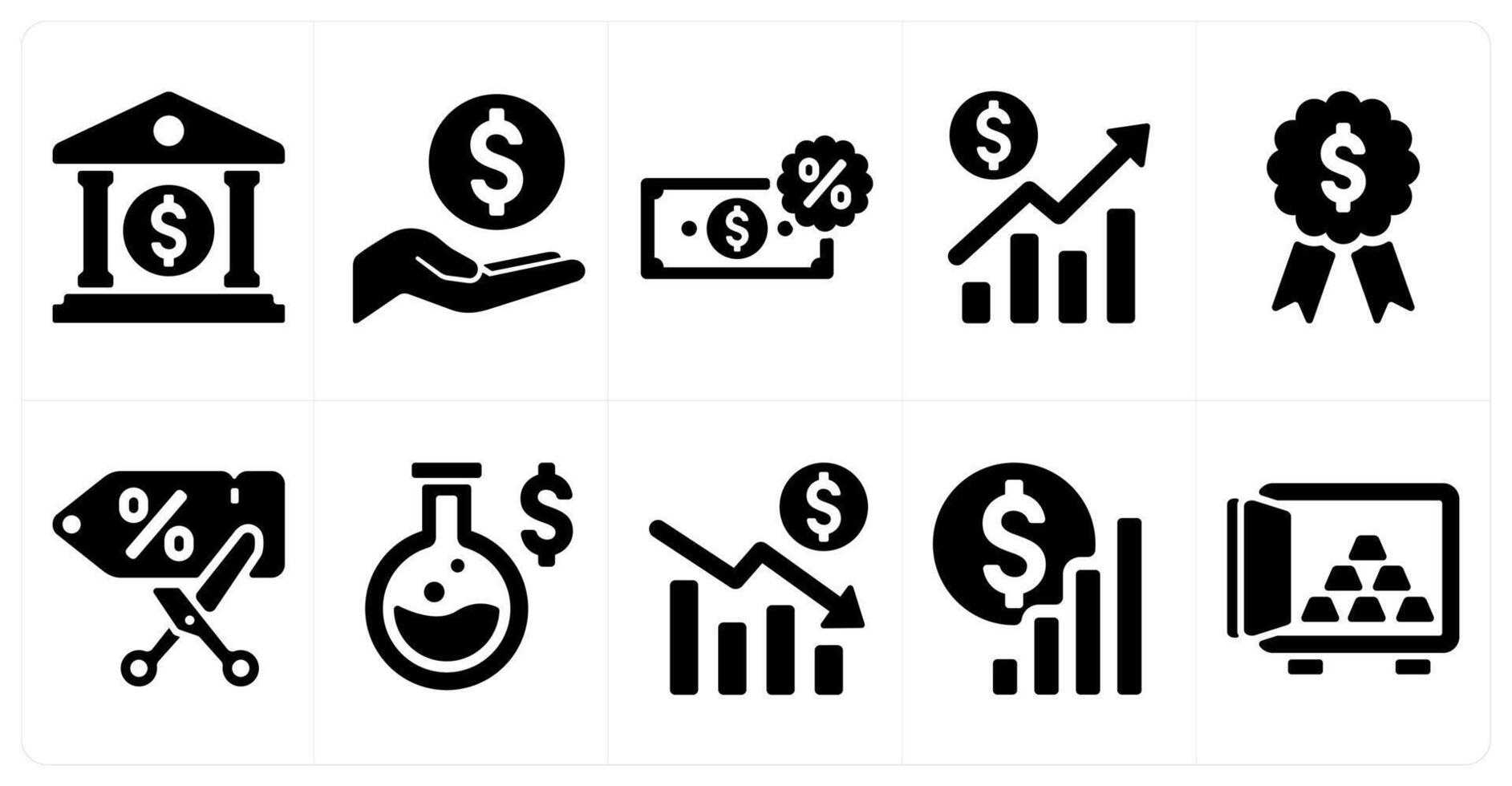 A set of 10 finance and money icons as finance bank, donation, cash discount vector