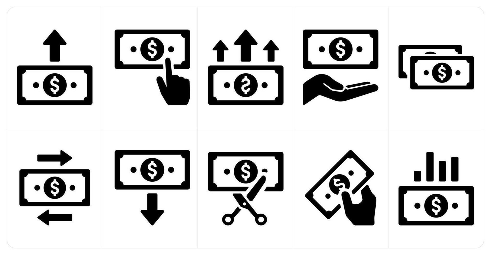 A set of 10 finance and money icons as send money, currency, earnings vector