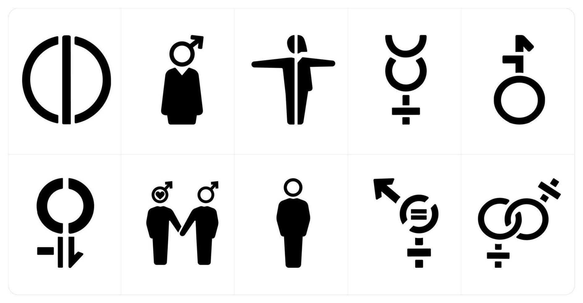 A set of 10 gender icons as Symbol, pride, bisexual vector