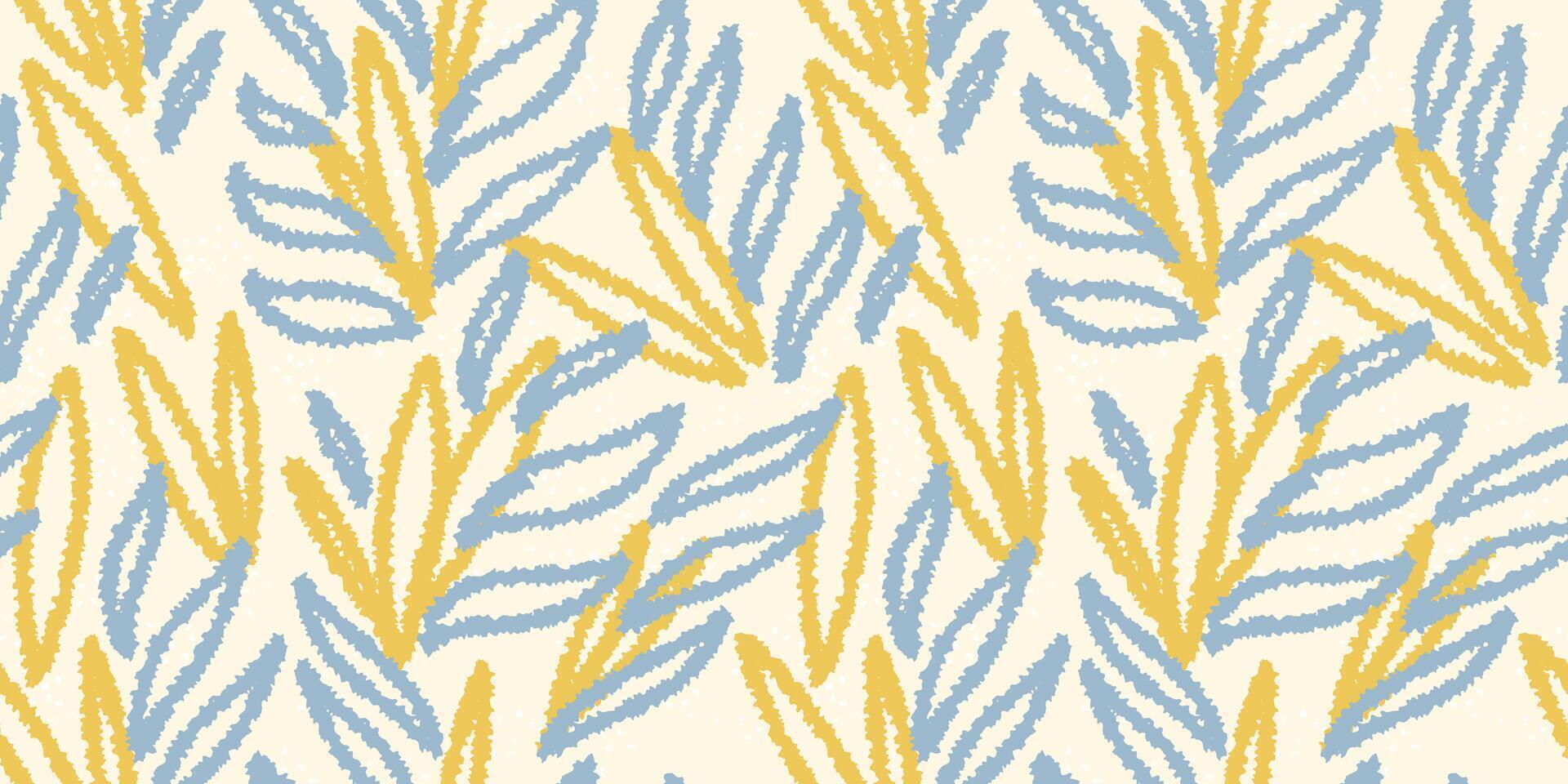 Unique abstract organic shapes seamless pattern. Yellow and blue print. hand drawn sketch creative forms background. Contemporary minimalist ornament. vector