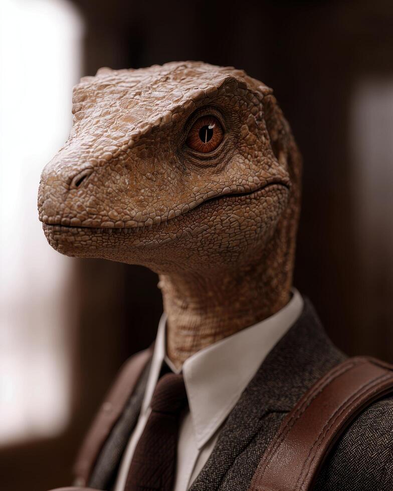 Reptilian businessman in suit and tie photo