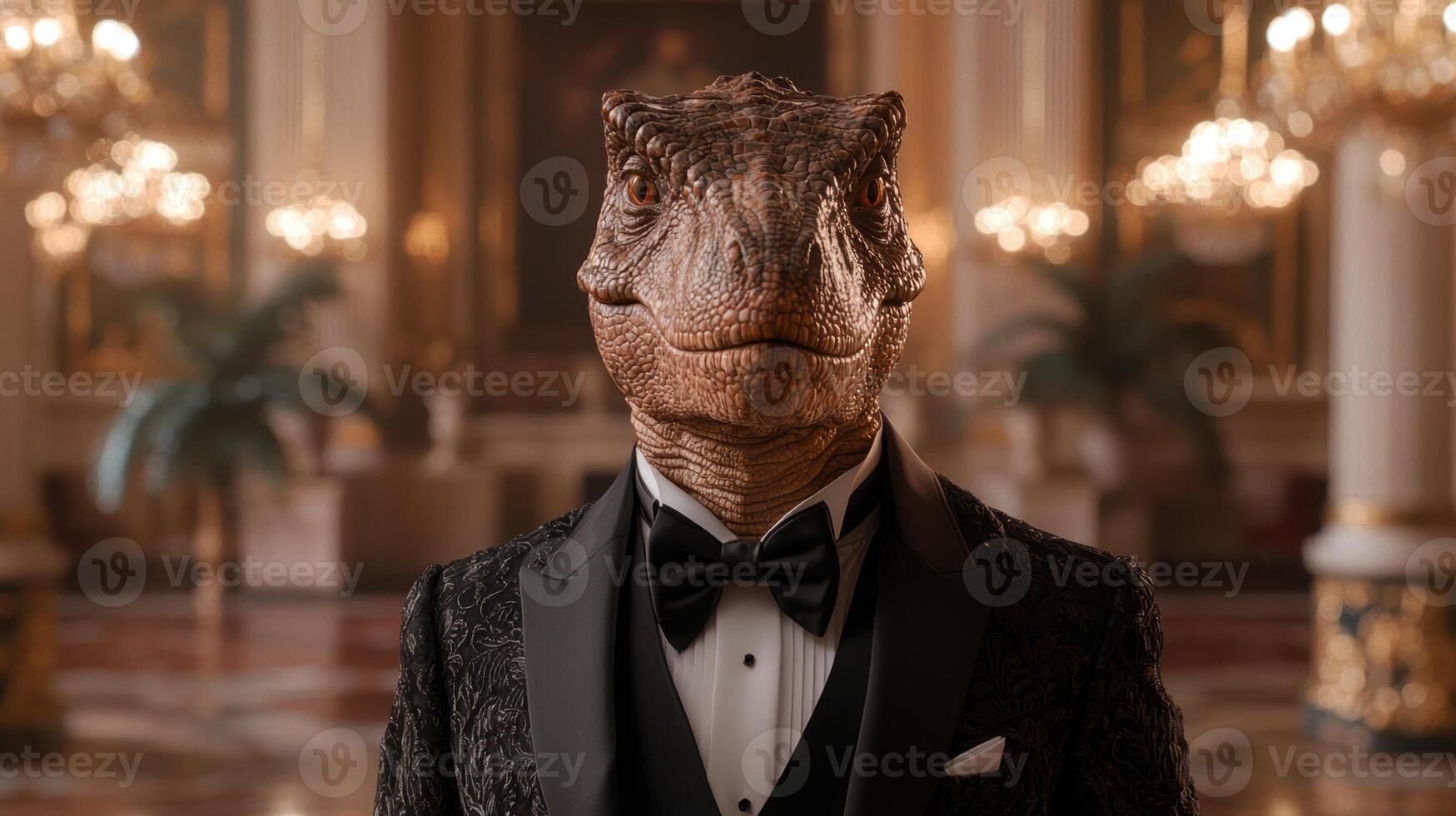 Elegant reptilian gentleman in formal attire photo