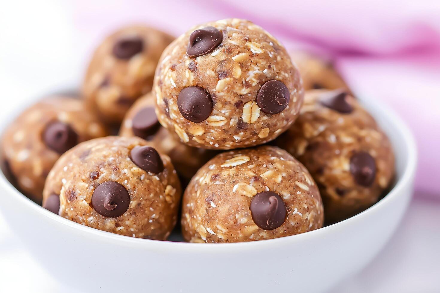 Delicious homemade energy bites with chocolate chips photo