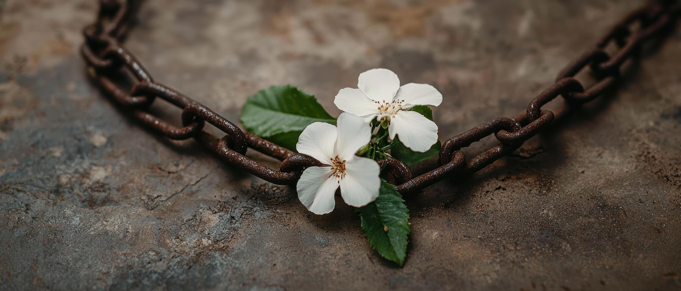 Delicate white flowers blooming on twisted branches photo
