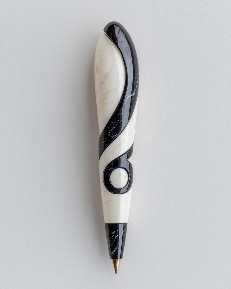 Elegant marble and black pen photo