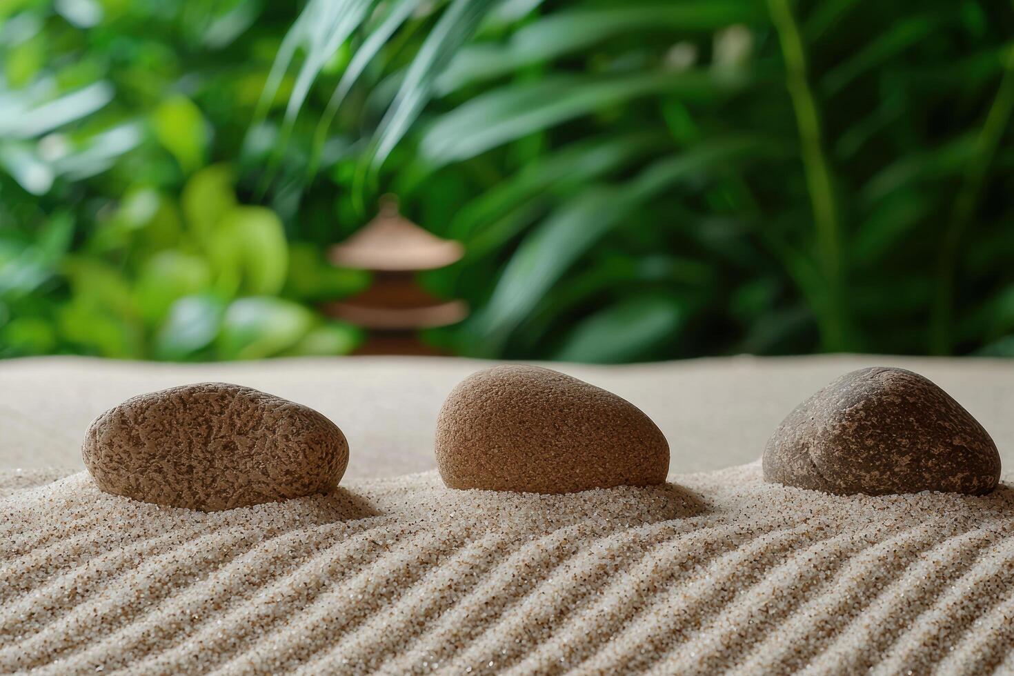 Zen garden with smooth stones photo