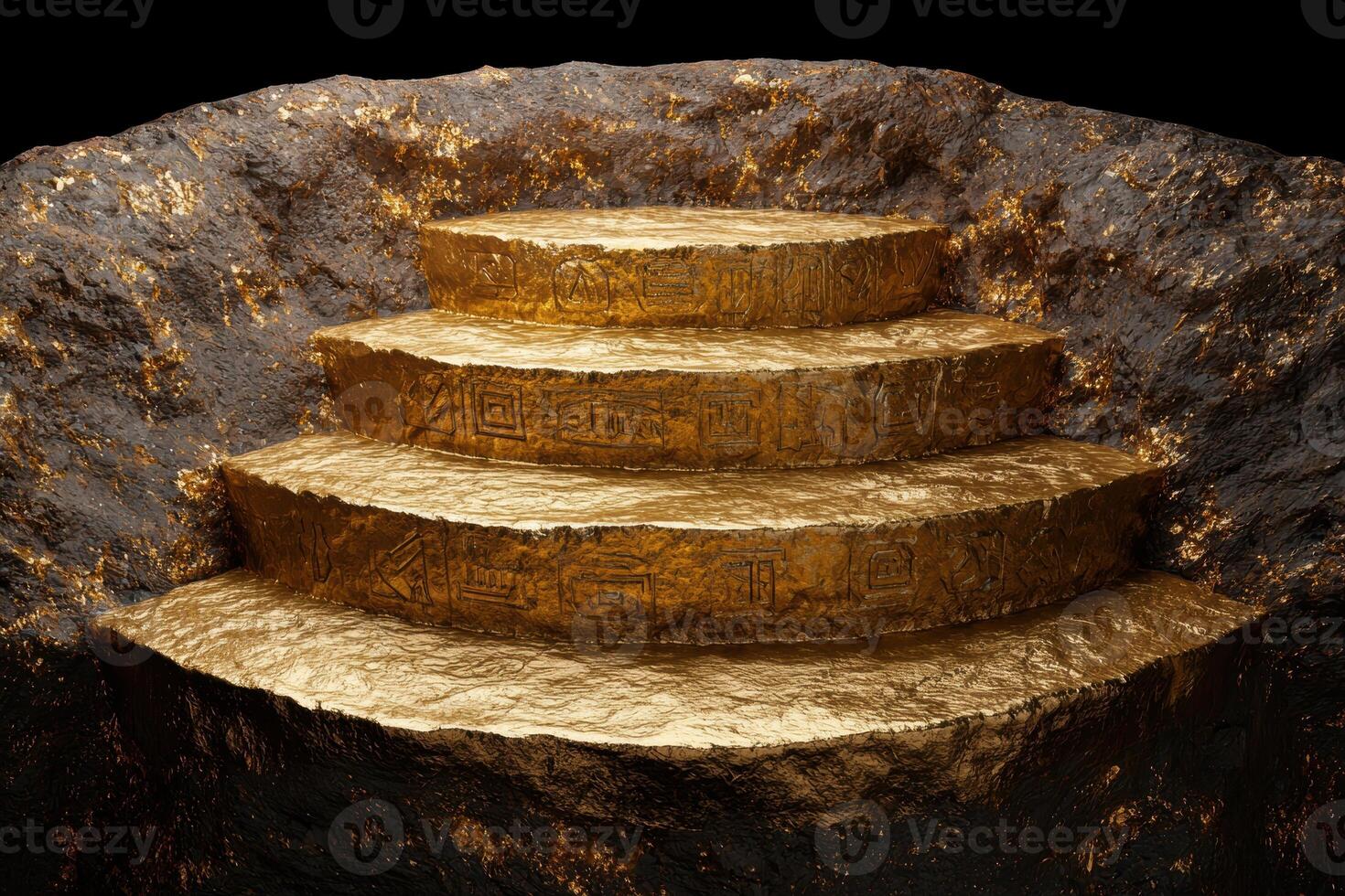 ancient golden steps carved in stone photo