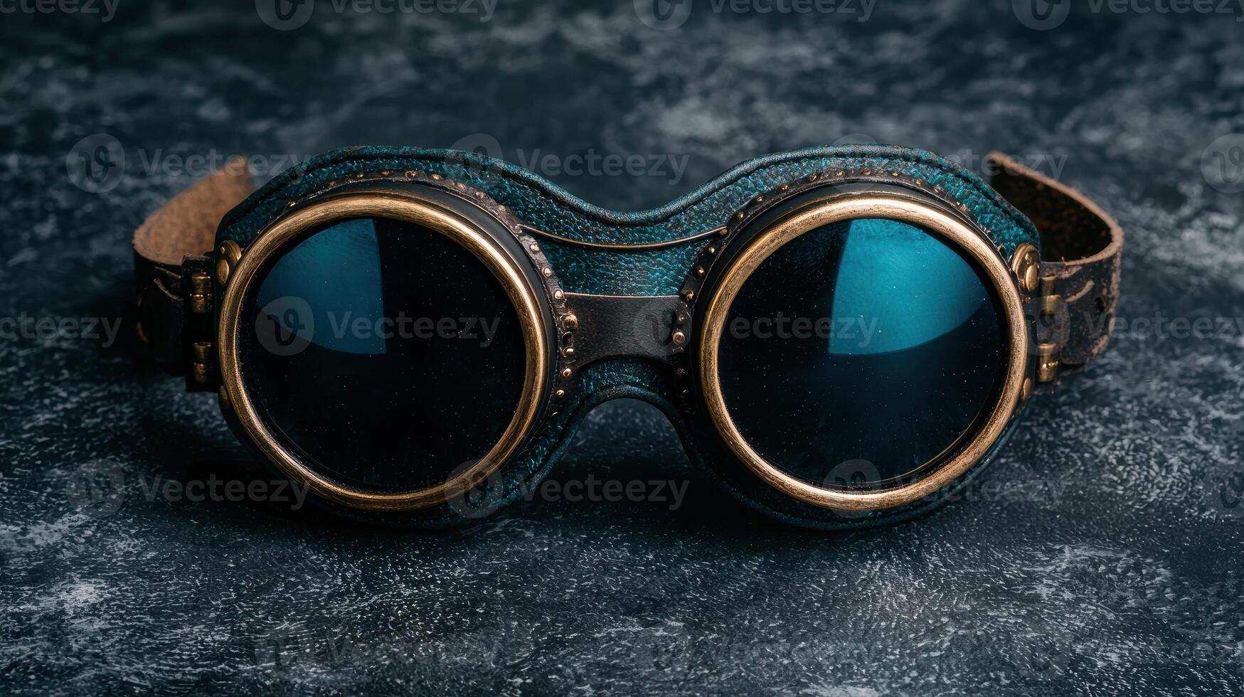 Vintage steampunk goggles with dark lenses photo