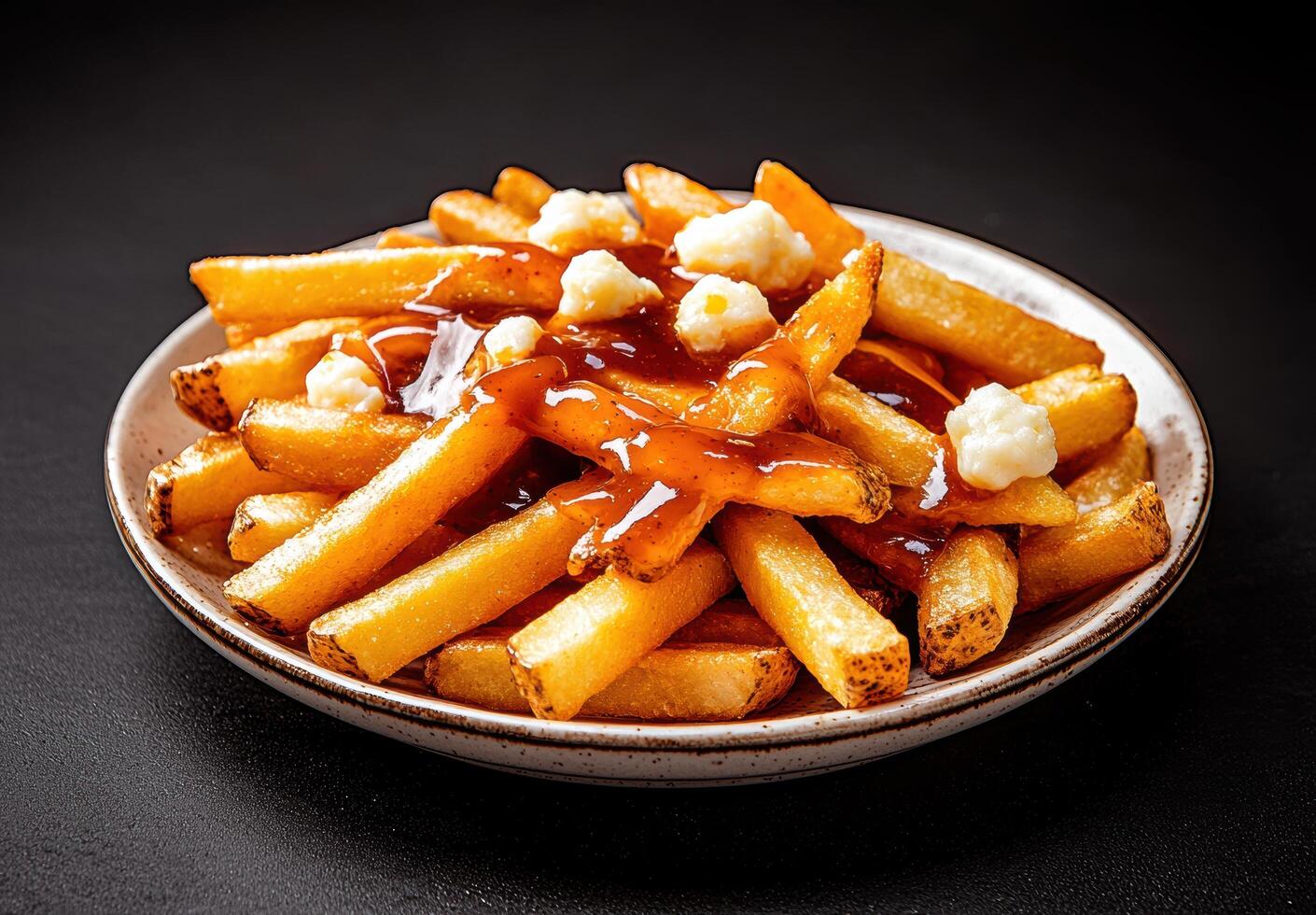 Delicious french fries with savory sauce photo