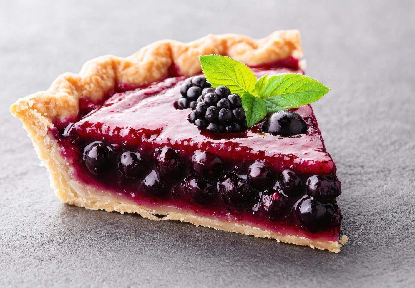 Delicious blackberry pie with fresh berries photo