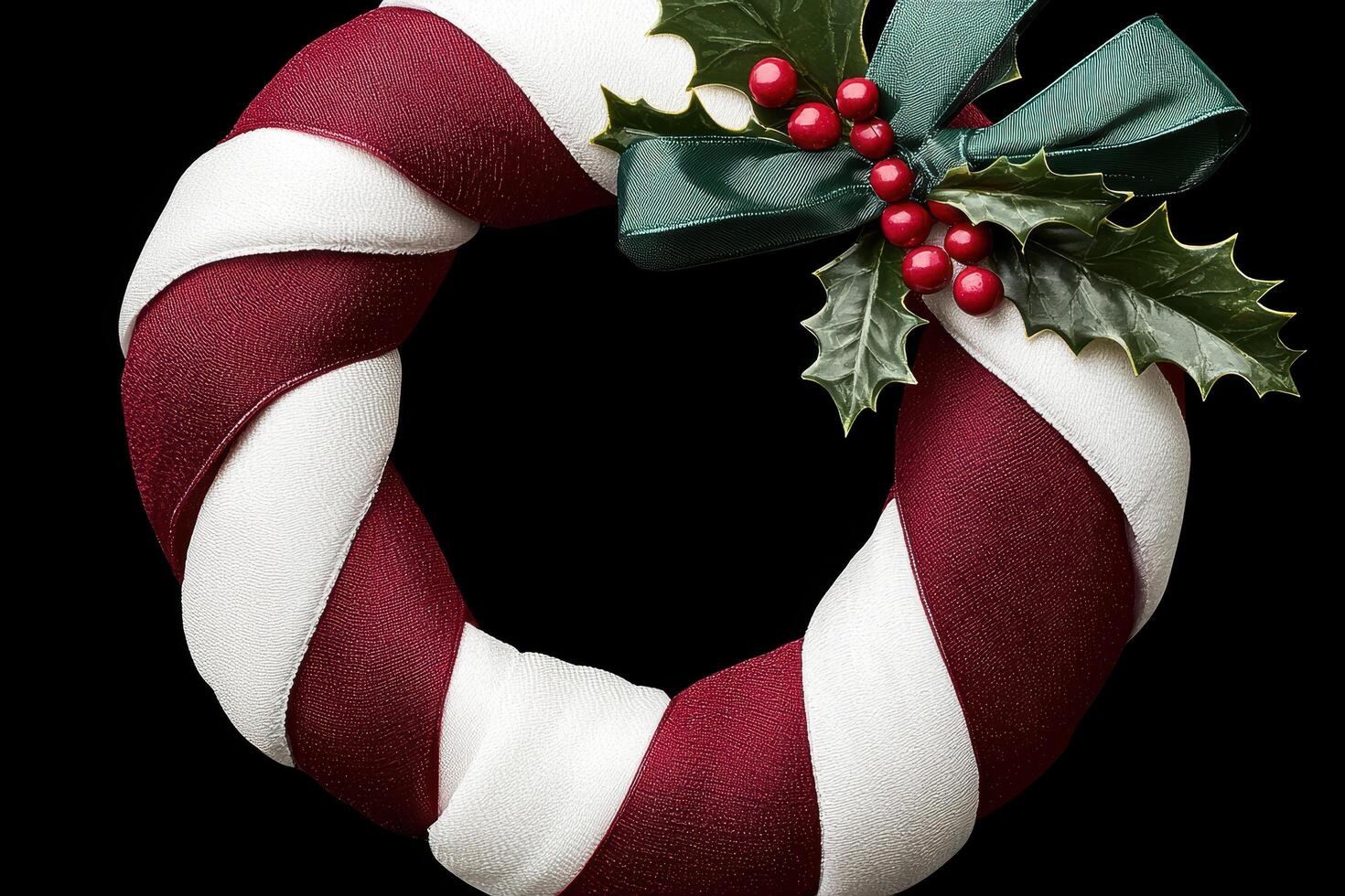 festive christmas wreath with holly berries photo