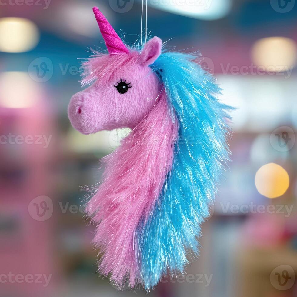Colorful plush unicorn toy photo