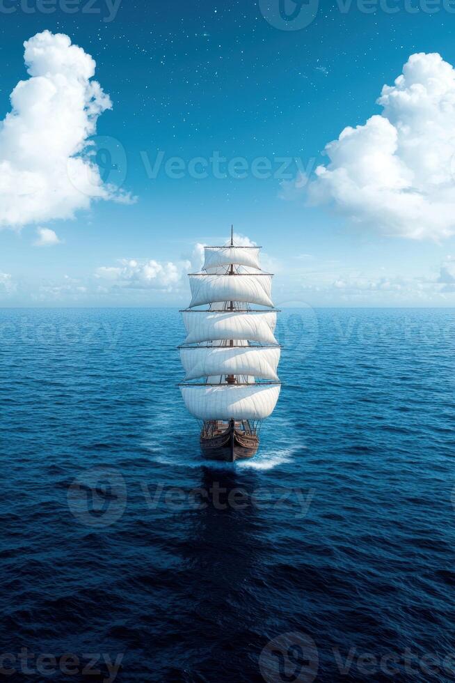 Majestic sailing ship on the open sea photo