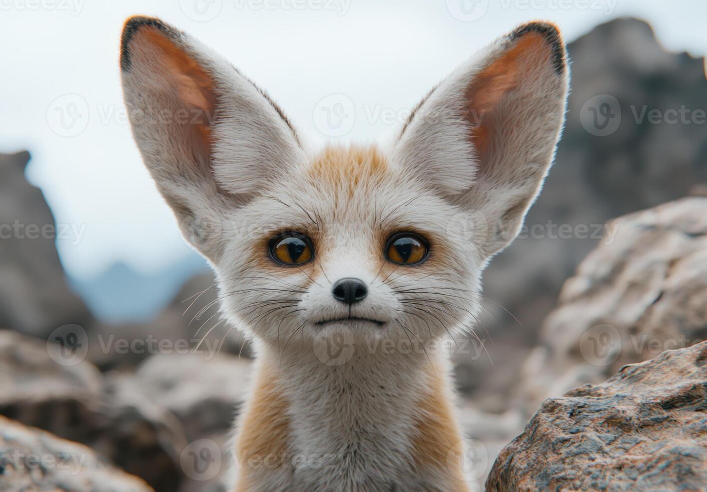 Closeup of a curious fennec fox photo