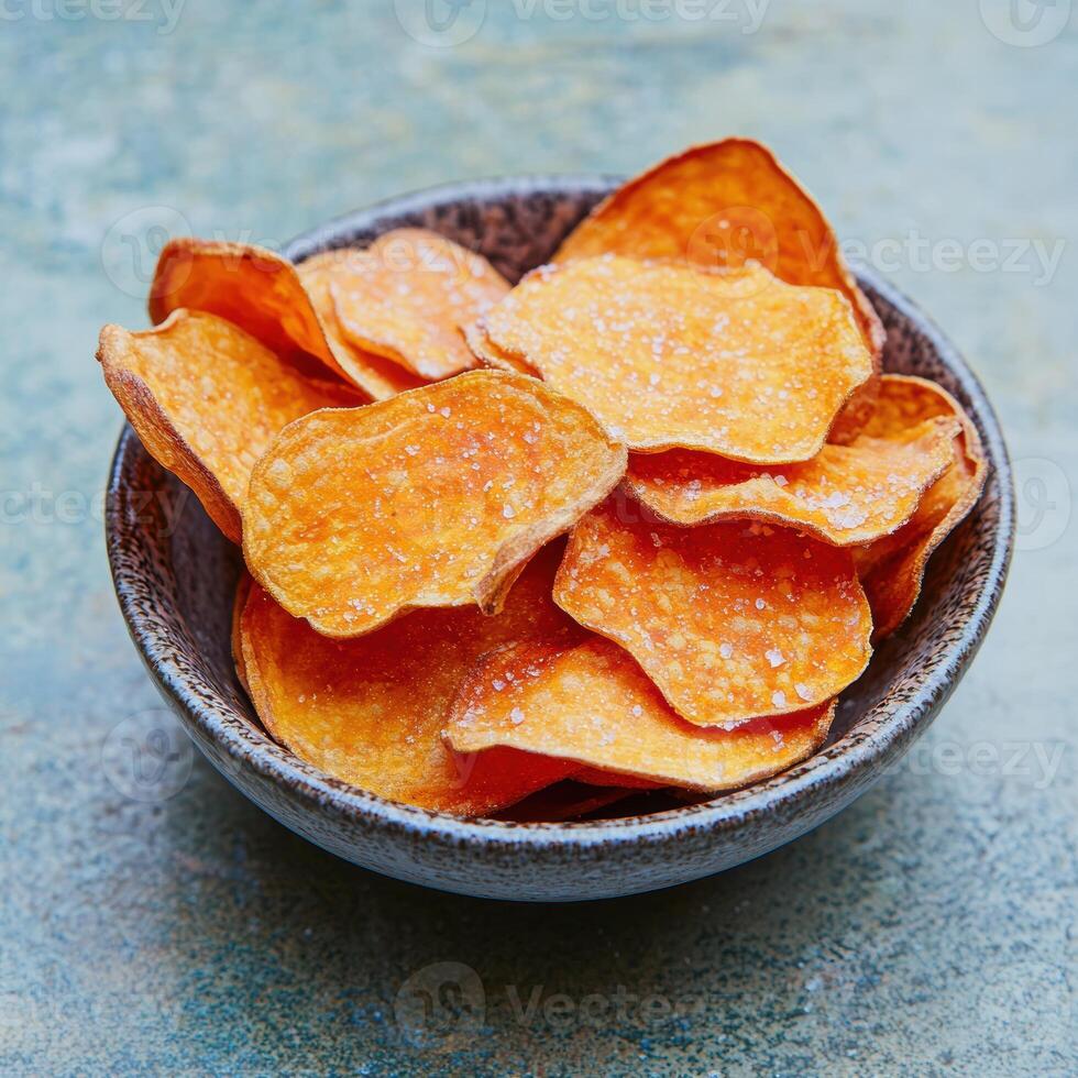 Delicious candied sweet potato chips photo