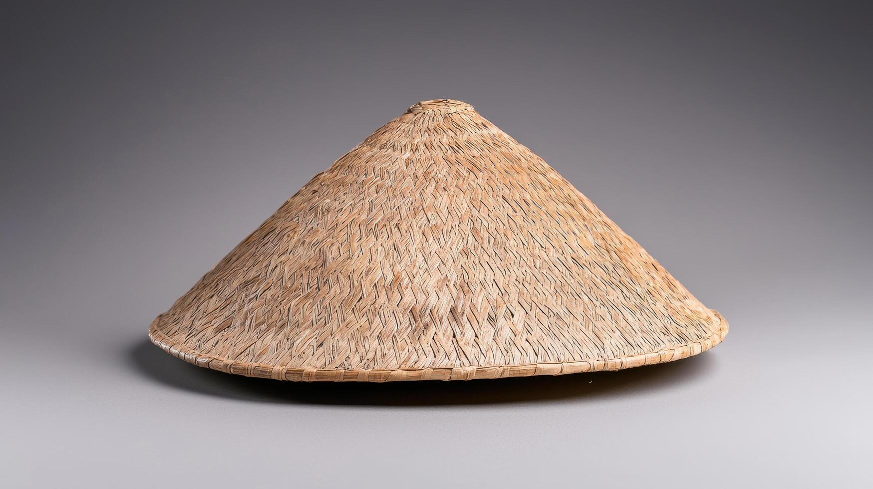 Woven straw hat on gray background photo