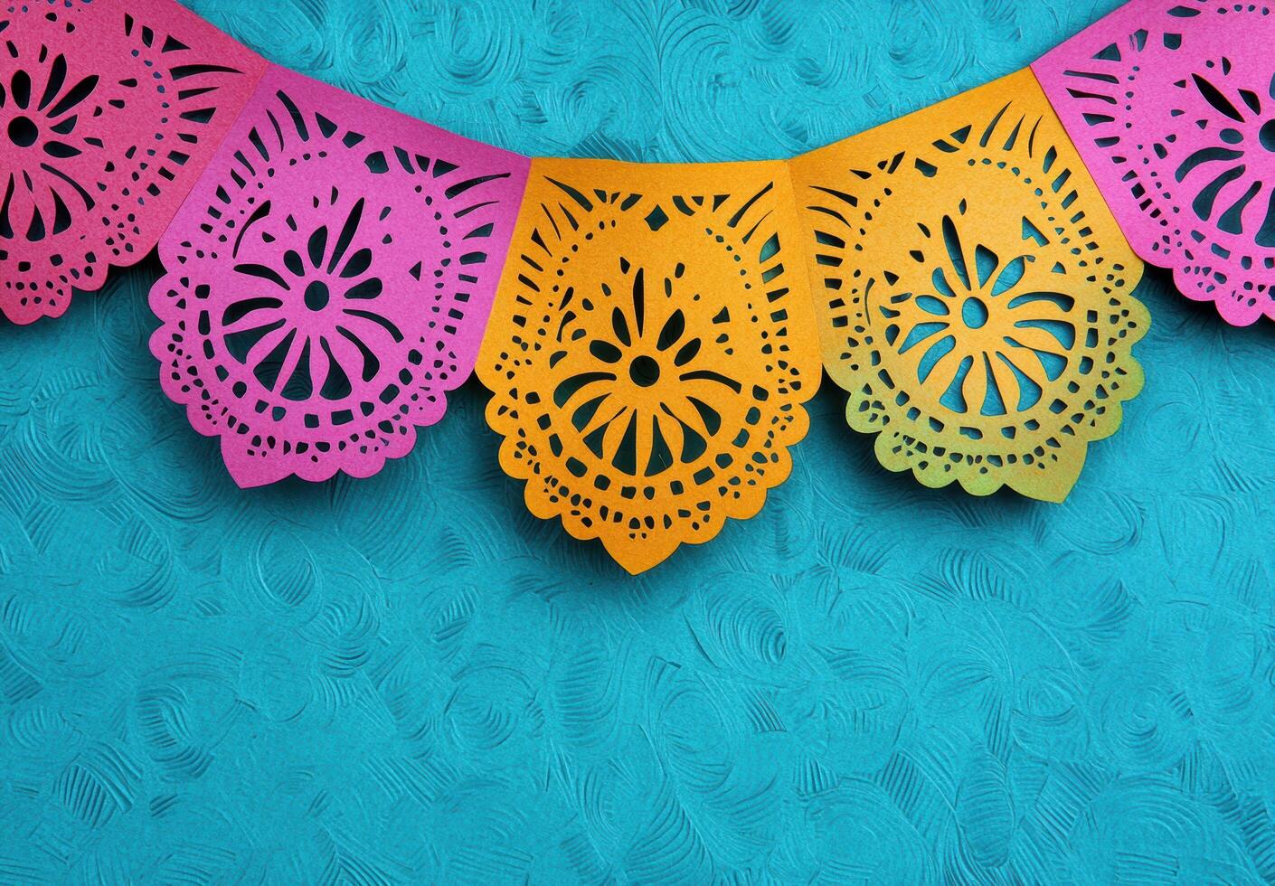 Colorful paper cutout decorations photo