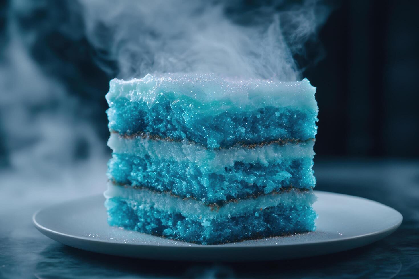 Vibrant blue cake with icy texture photo