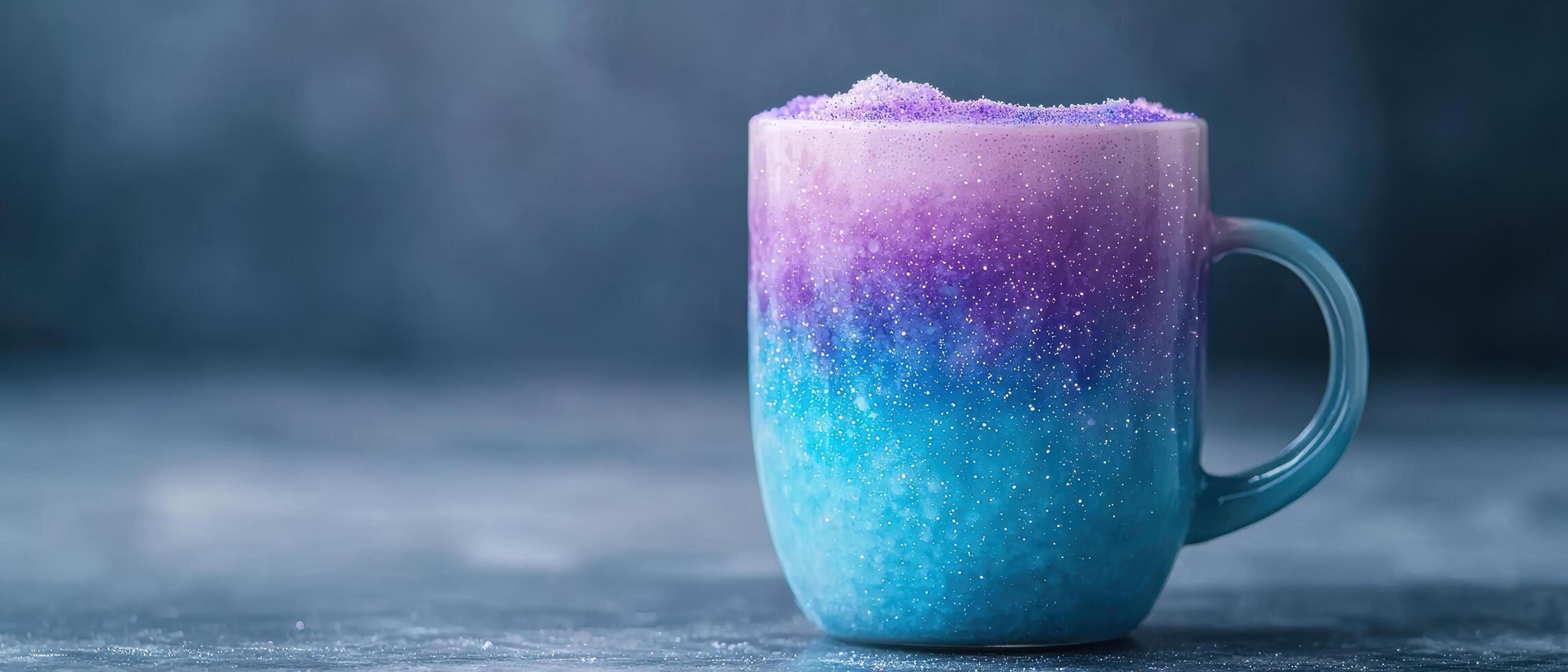 Colorful glittery drink in a mug photo