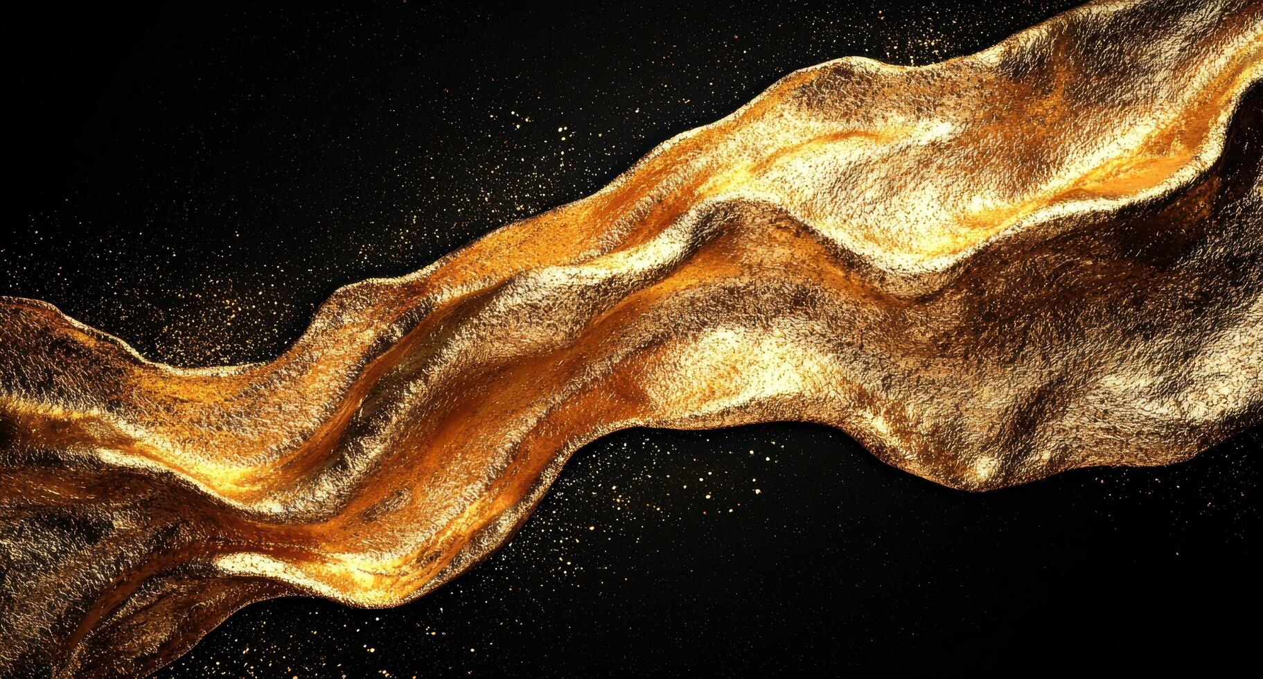 Glittering golden waves against a starry night sky photo
