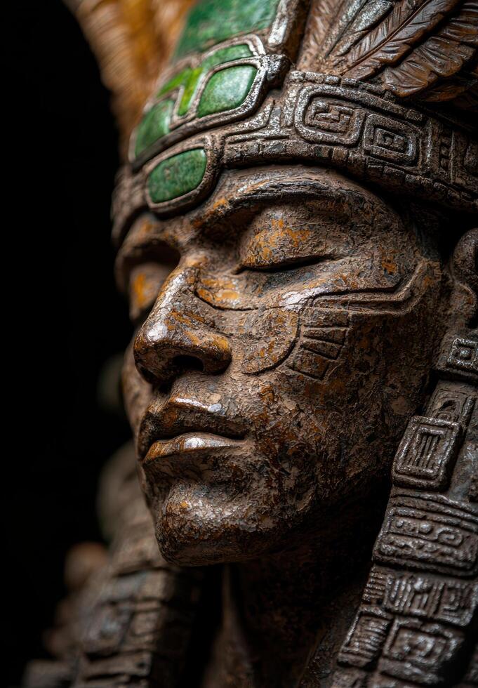 Close up of a detailed ancient tribal mask photo